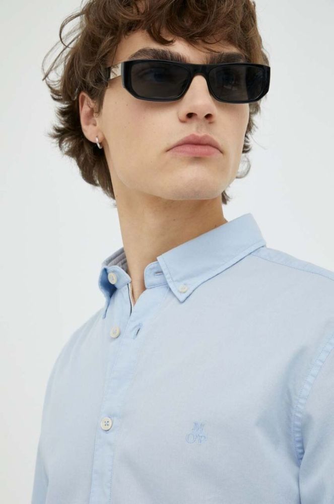 Бавовняна сорочка Marc O'Polo чоловіча regular комір button-down колір блакитний фото 5
