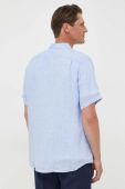 Сорочка з льону United Colors of Benetton regular колір блакитний