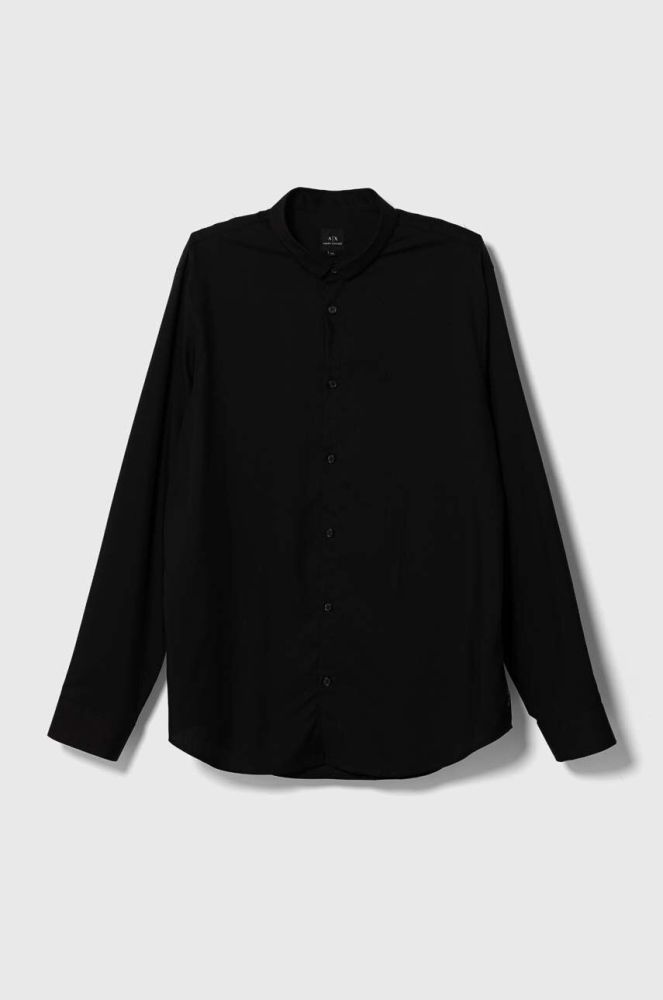 Сорочка Armani Exchange чоловіча колір чорний regular класичний комір (3441167)