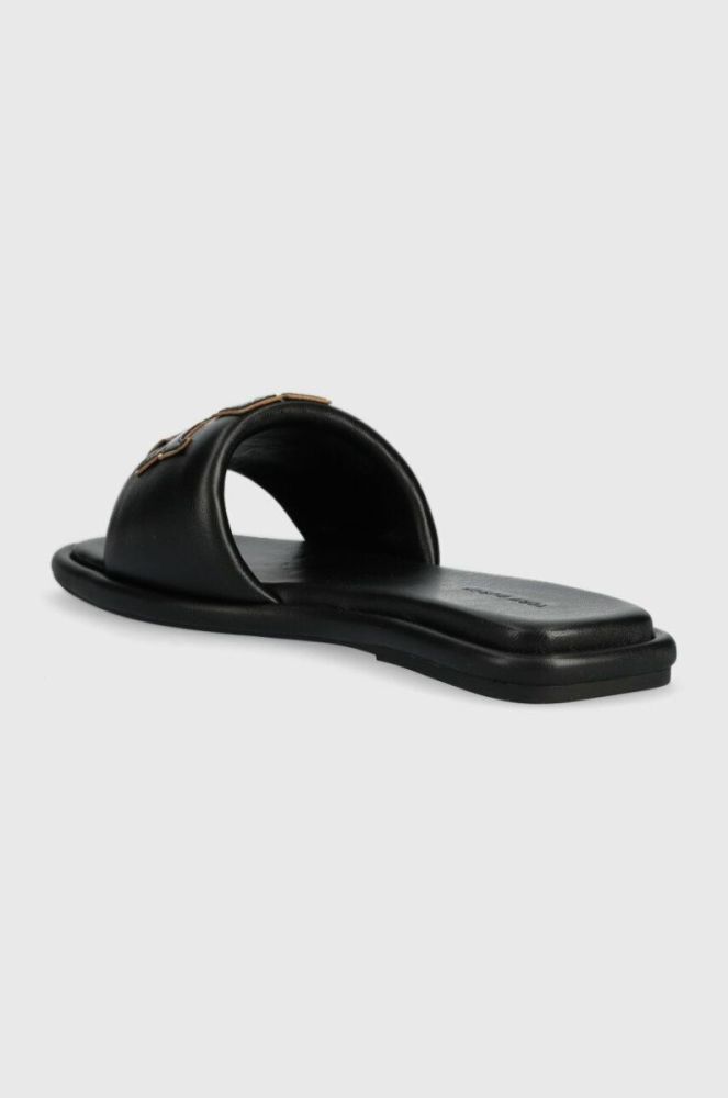 Шкіряні шльопанці Tory Burch Double T Sport Slide жіночі колір чорний 79985 фото 3
