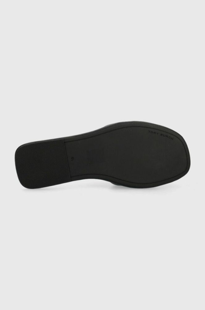 Шкіряні шльопанці Tory Burch Double T Sport Slide жіночі колір чорний 79985 фото 5