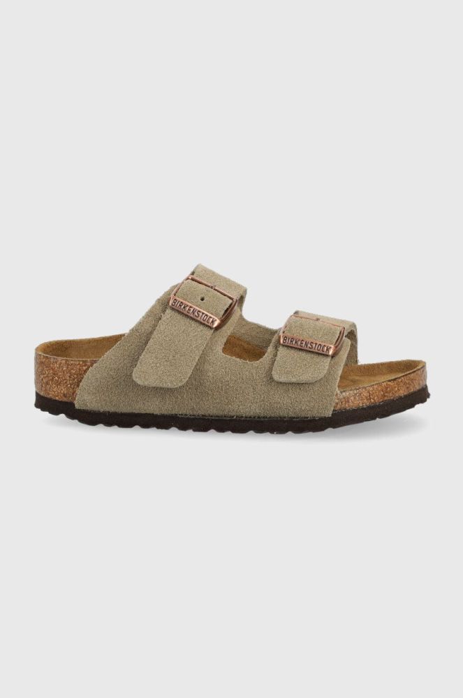 Дитячі замшеві шльопанці Birkenstock колір бежевий