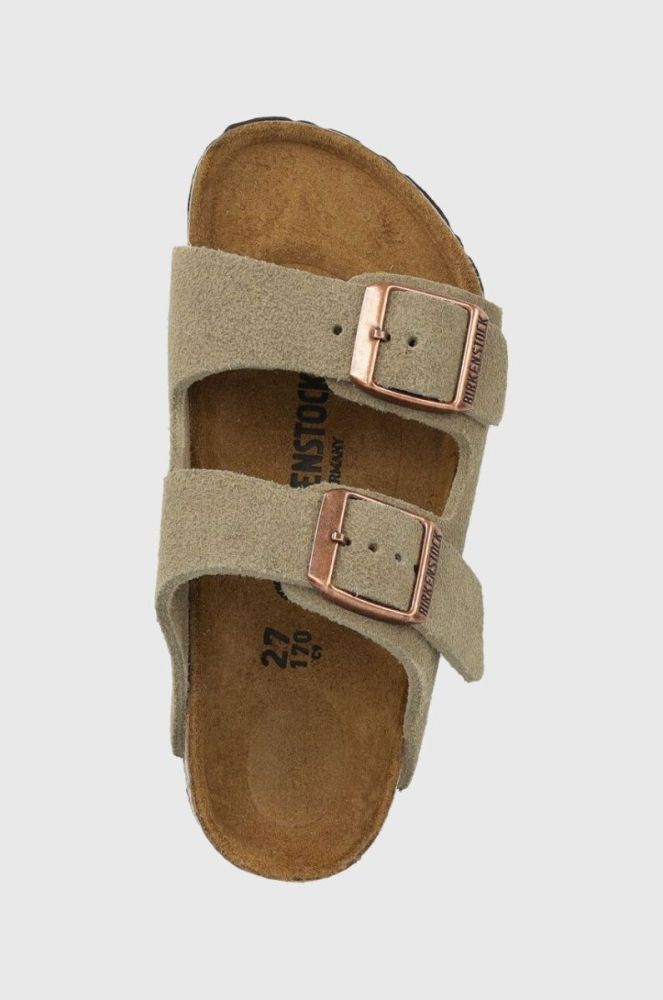 Дитячі замшеві шльопанці Birkenstock колір бежевий фото 4