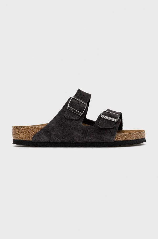 Замшеві шльопанці Birkenstock Arizona Sfb чоловічі колір сірий Regular Width