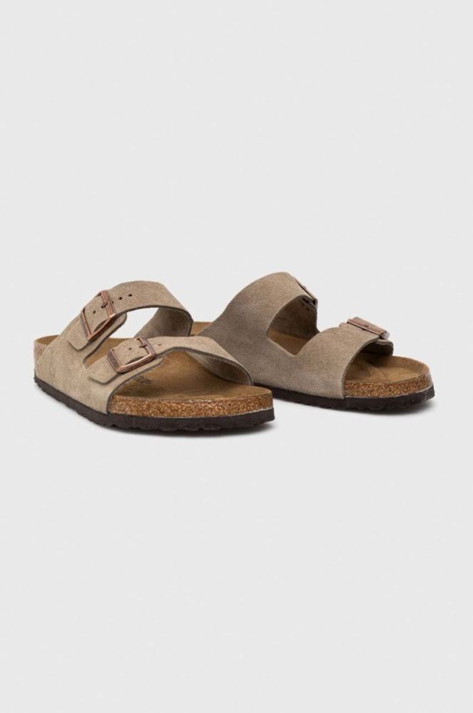 Замшеві шльопанці Birkenstock Arizona чоловічі колір сірий 51461.TAUP-TAUPE фото 2