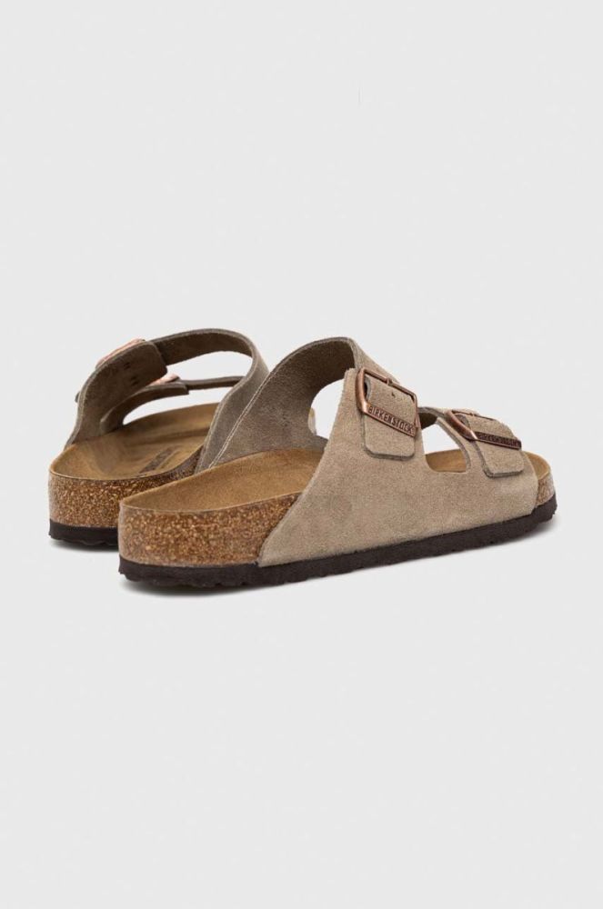 Замшеві шльопанці Birkenstock Arizona чоловічі колір сірий 51461.TAUP-TAUPE фото 3