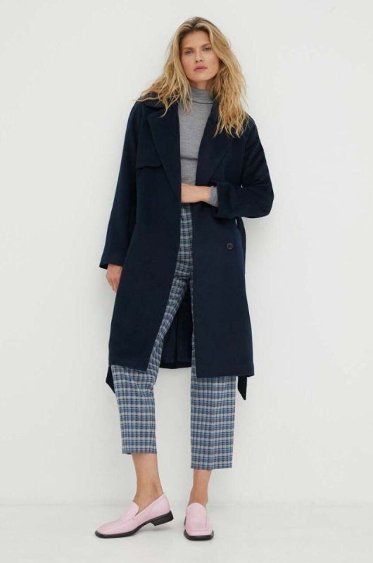 Вовняне пальто 2NDDAY Livia колір синій перехідне двобортне фото 2