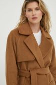 Вовняне пальто 2NDDAY Livia колір коричневий перехідне двобортне