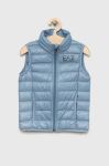 Пухова дитяча безрукавка EA7 Emporio Armani колір блакитний (2935788)