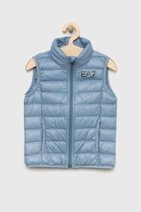 Пухова дитяча безрукавка EA7 Emporio Armani колір блакитний (2935788)