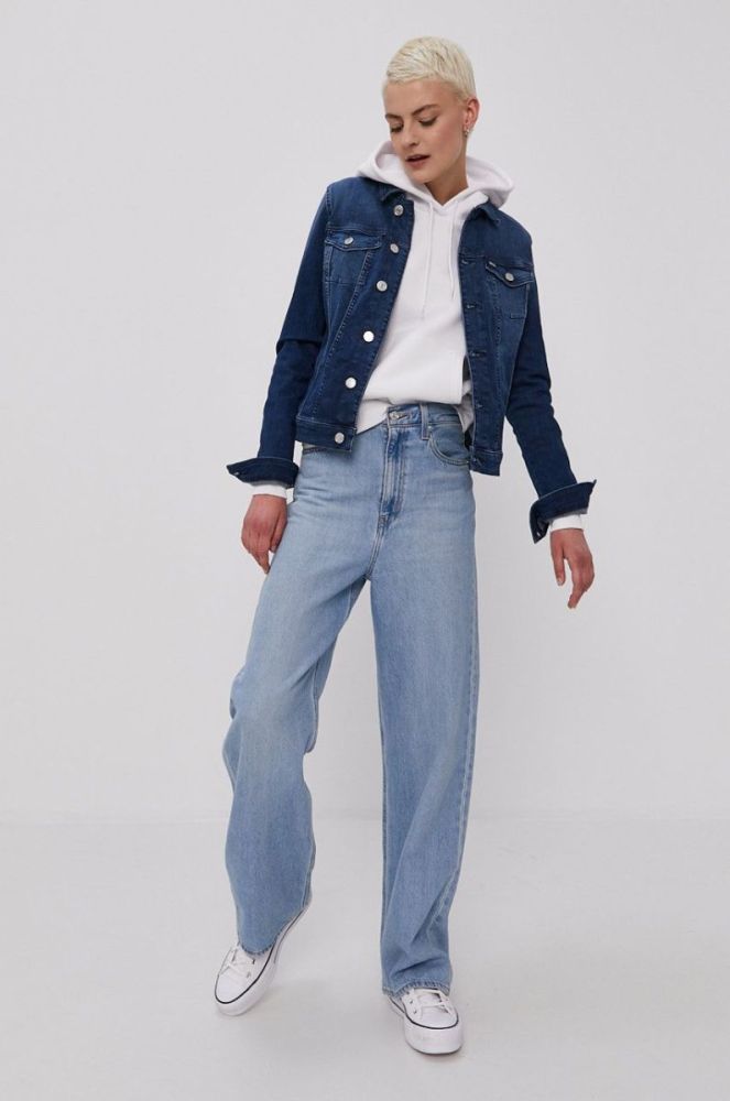 Джинсова куртка Tommy Jeans жіноча колір синій перехідна (1460853) фото 4