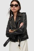 Шкіряна куртка AllSaints жіноча колір чорний перехідна (2633308)