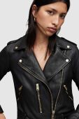 Шкіряна куртка AllSaints жіноча колір чорний перехідна (2633308)