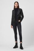 Шкіряна куртка AllSaints жіноча колір чорний перехідна (2828809)