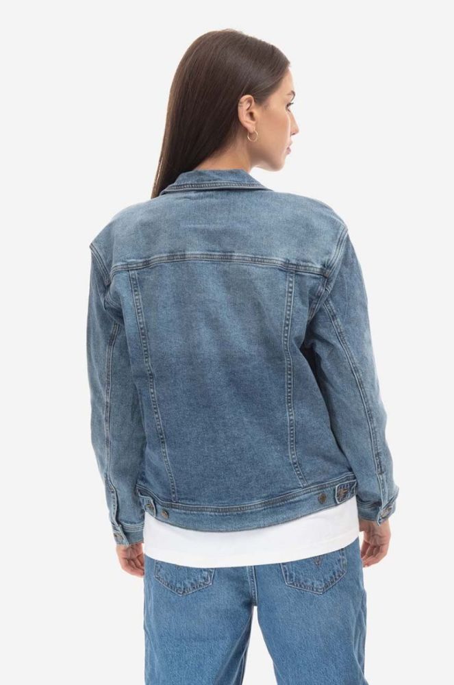 Бавовняна джинсова куртка Guess Originals перехідна oversize W2BXN2.D4ON2-F7QV колір блакитний фото 10