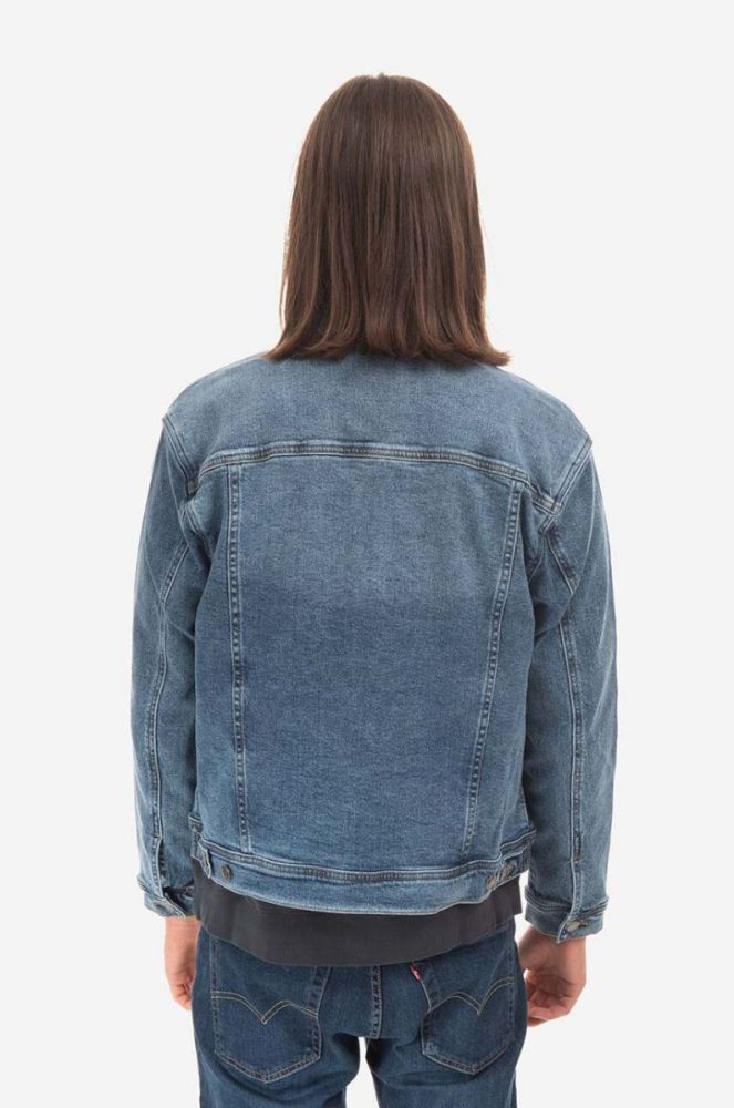 Бавовняна джинсова куртка Guess Originals перехідна oversize W2BXN2.D4ON2-F7QV колір блакитний фото 4
