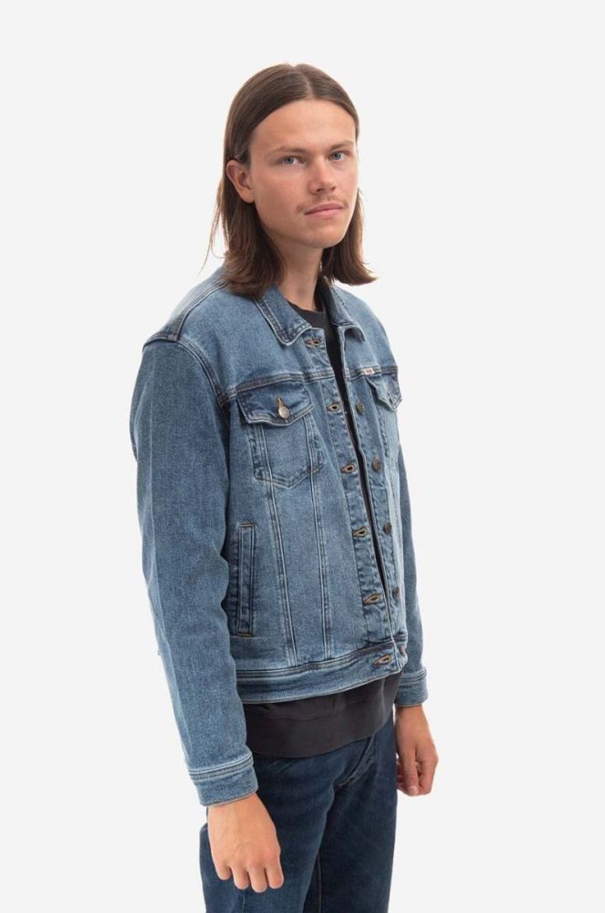 Бавовняна джинсова куртка Guess Originals перехідна oversize W2BXN2.D4ON2-F7QV колір блакитний фото 6