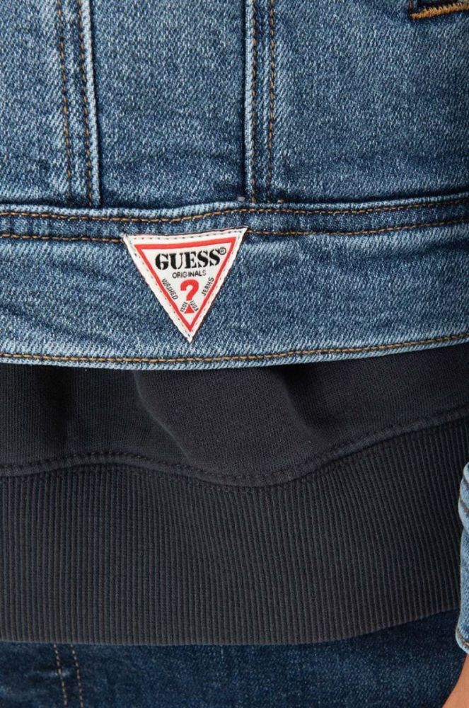 Бавовняна джинсова куртка Guess Originals перехідна oversize W2BXN2.D4ON2-F7QV колір блакитний фото 7
