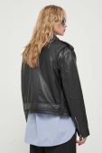 Шкіряна куртка Gestuz жіноча колір чорний перехідна (3418183)