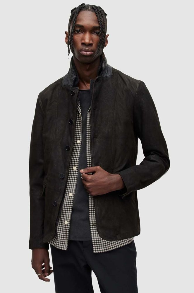 Замшева куртка AllSaints чоловіча колір сірий перехідна (3643275)