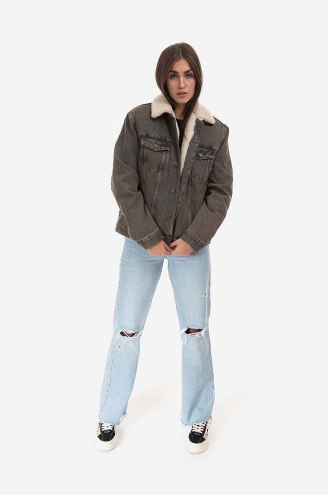 Джинсова куртка Guess чоловіча колір коричневий перехідна Kurtka GUESS USA Gusa Tinted Sherpa Jacket M2BN01D4S10 F9JA M2BN01.D4S10-F9JA фото 10
