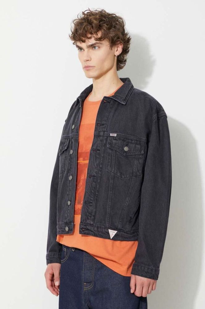 Джинсова куртка Guess Kit Trucker чоловіча колір чорний перехідна фото 4