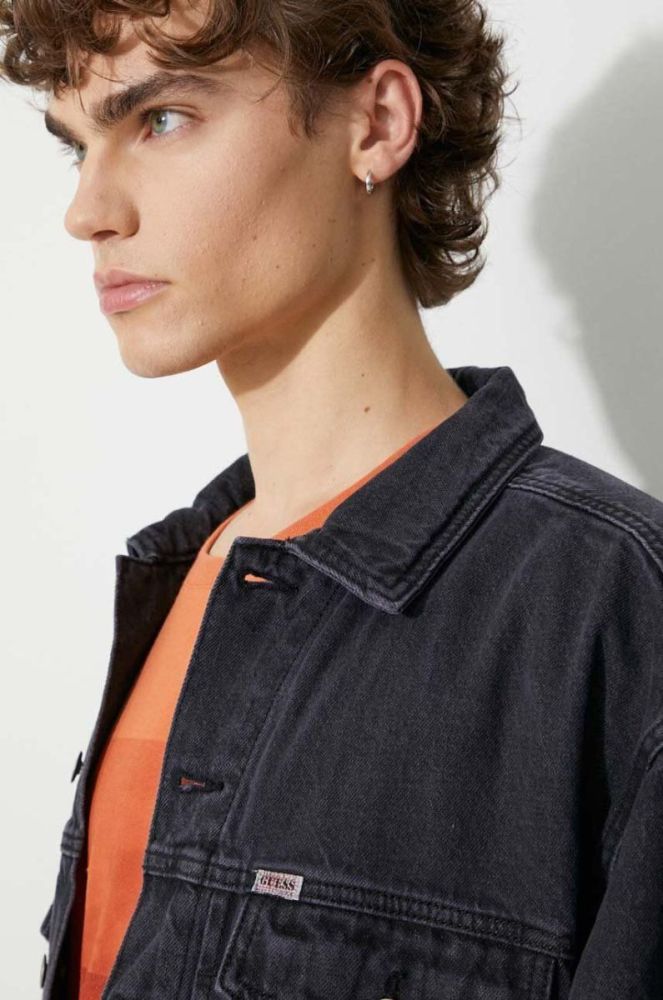 Джинсова куртка Guess Kit Trucker чоловіча колір чорний перехідна фото 5