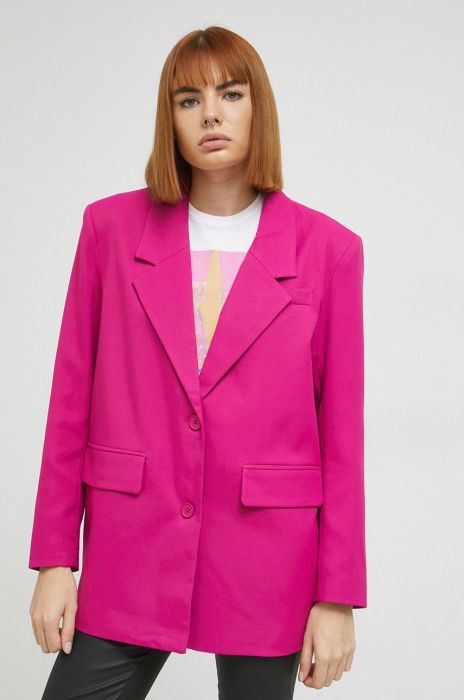 Піджак Noisy May колір рожевий однобортний однотонна