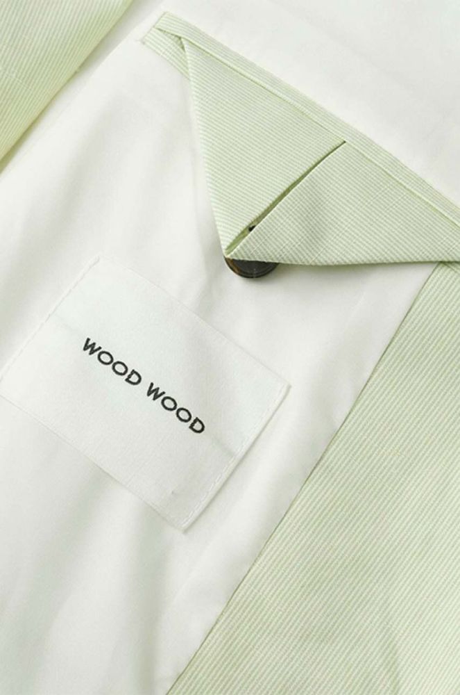 Піджак з домішкою льону Wood Wood Madeleine Mini Stripe Blazer колір зелений oversize однотонний 12211201.5291-PASTELG фото 5