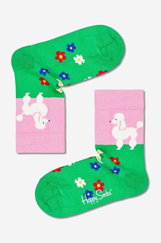 Дитячі шкарпетки Happy Socks Poodle & Flowers колір зелений