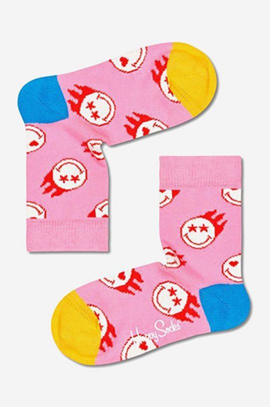 Дитячі шкарпетки Happy Socks Flaming SmileyWorld колір рожевий