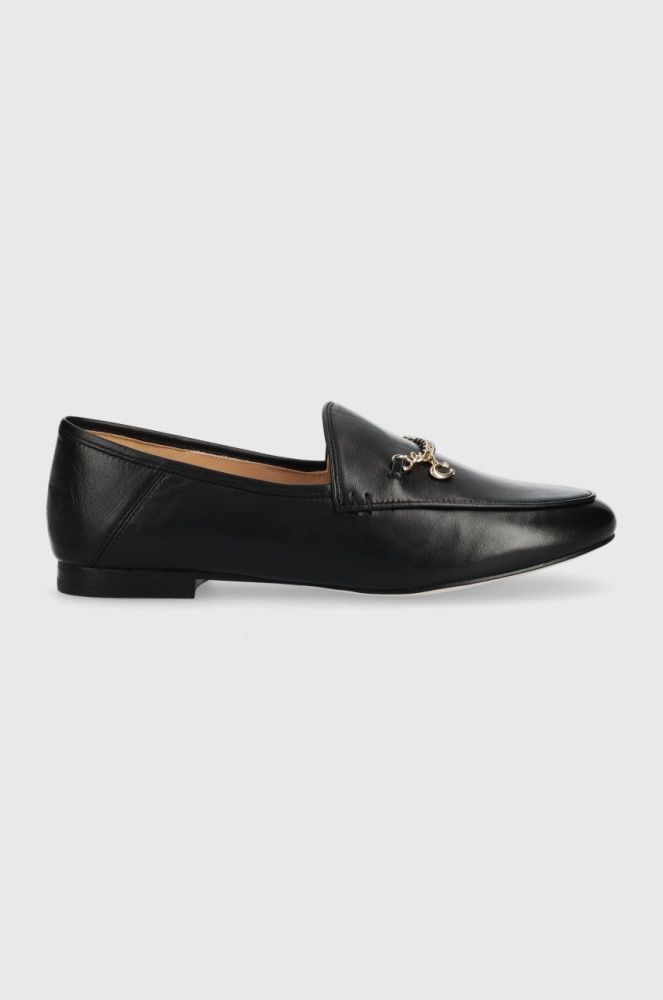 Шкіряні мокасини Coach Cb989 Hanna Loafer Hanna жіночі колір чорний на плоскому ходу CB989