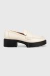 Шкіряні мокасини Coach Cb990 Leah Loafer жіночі колір бежевий на платформі CB990 Шкіряні мокасини Coach Cb990 Leah Loafer жіночі колір бежевий на платформі CB990