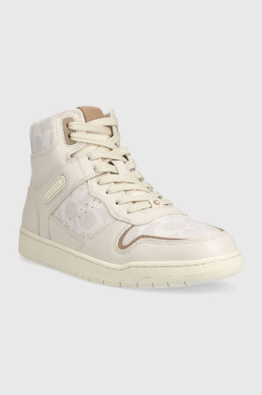 Кросівки Coach Cd304 Hi Top Coated Canvas колір бежевий CD304 фото 2