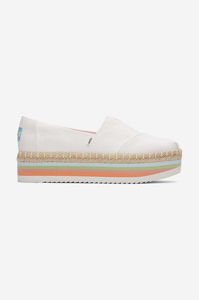 Еспадрилі Toms Canvas Rainbow Platform Rope High колір білий на платформі