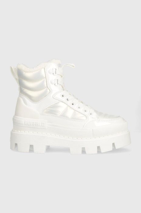 Черевики Buffalo BN16308051 Raven Snow Laceup Mi жіночі колір білий на плоскому ходу утеплене