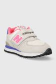 Дитячі кросівки New Balance колір сірий PV574DK2-GREY/PINK