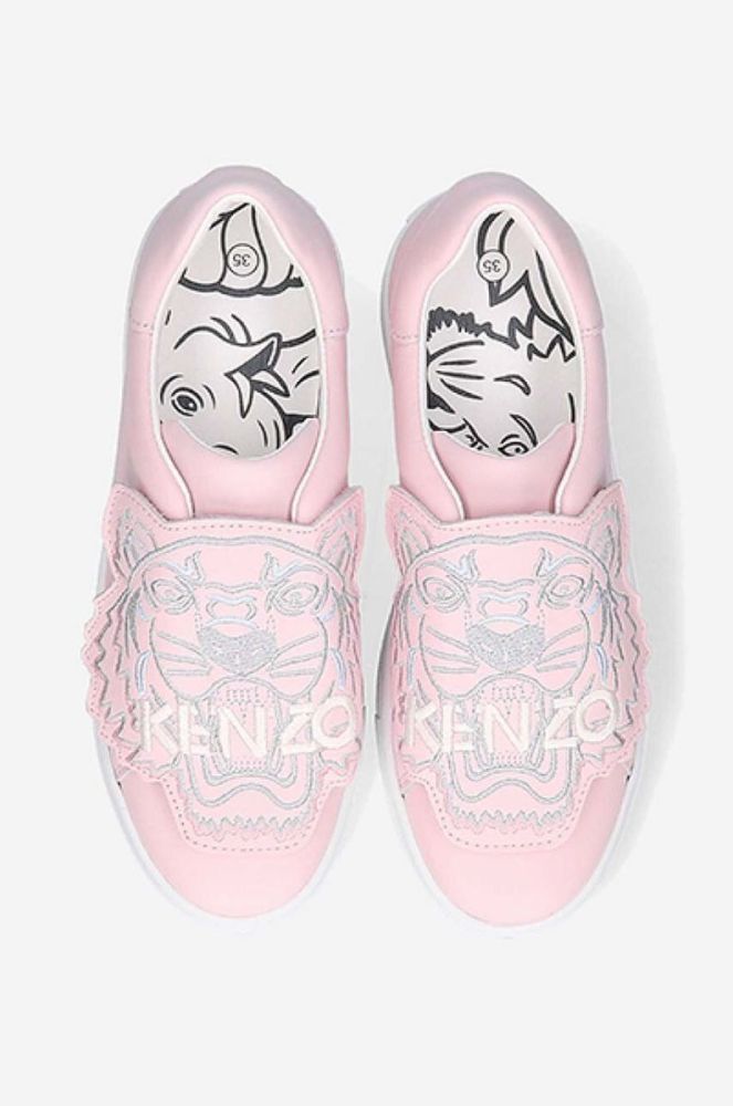 Дитячі шкіряні кросівки Kenzo Kids K59039 колір рожевий фото 5