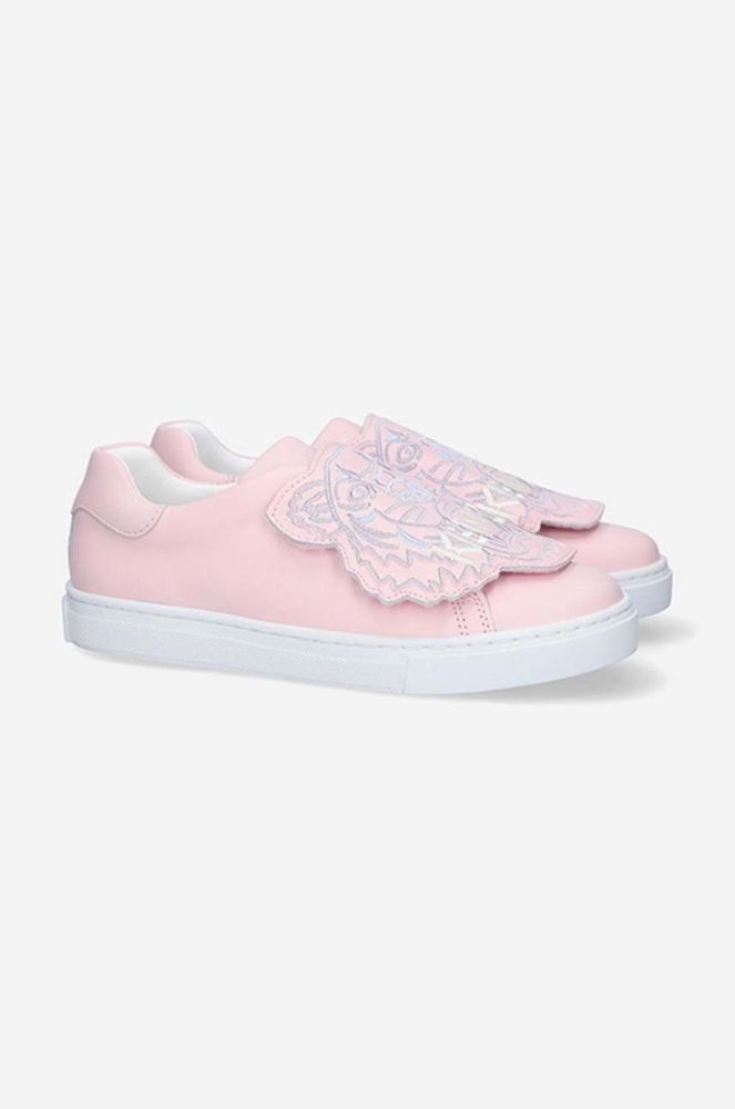 Дитячі шкіряні кросівки Kenzo Kids K59039 колір рожевий фото 6