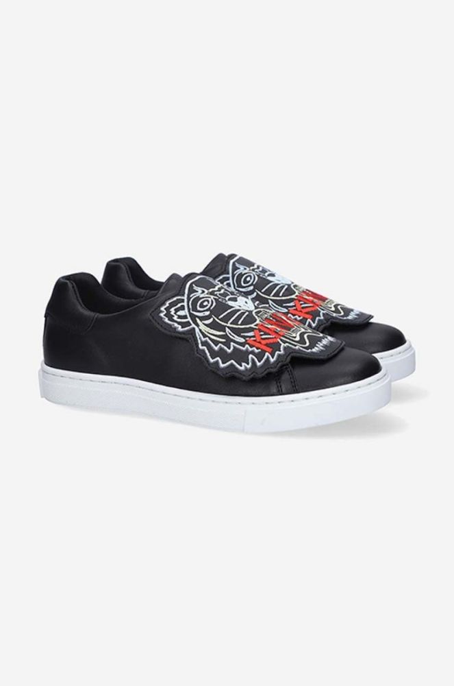 Дитячі шкіряні кросівки Kenzo Kids K59039 колір чорний фото 6