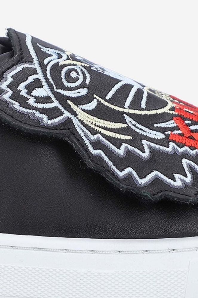 Дитячі шкіряні кросівки Kenzo Kids K59039 колір чорний фото 8
