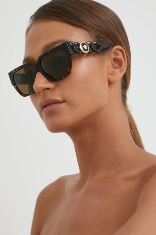 Сонцезахисні окуляри Versace колір коричневий