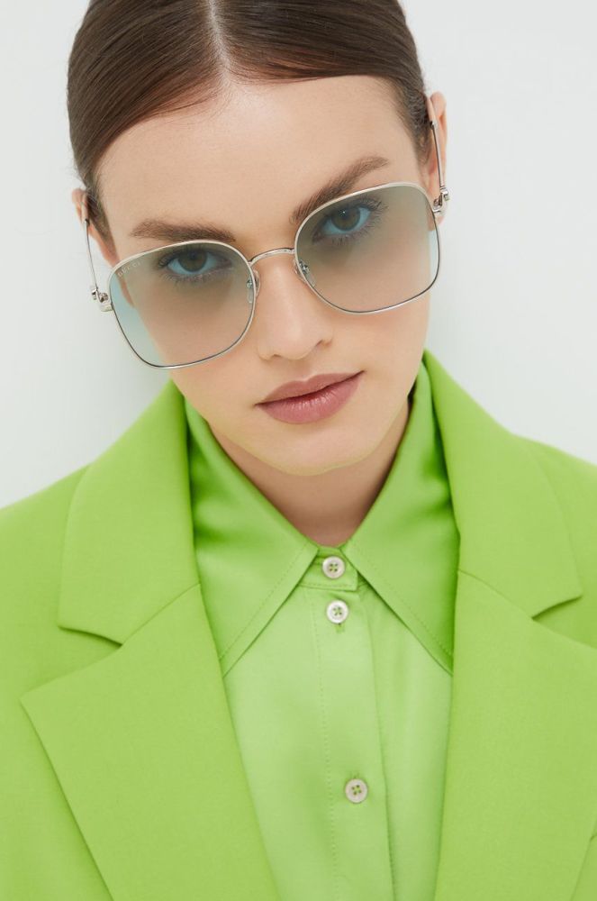 Сонцезахисні окуляри Gucci жіночі колір срібний