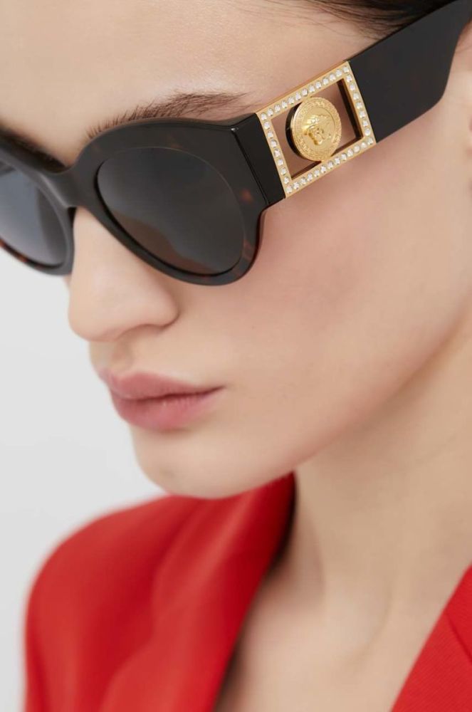 Сонцезахисні окуляри Versace колір коричневий фото 9