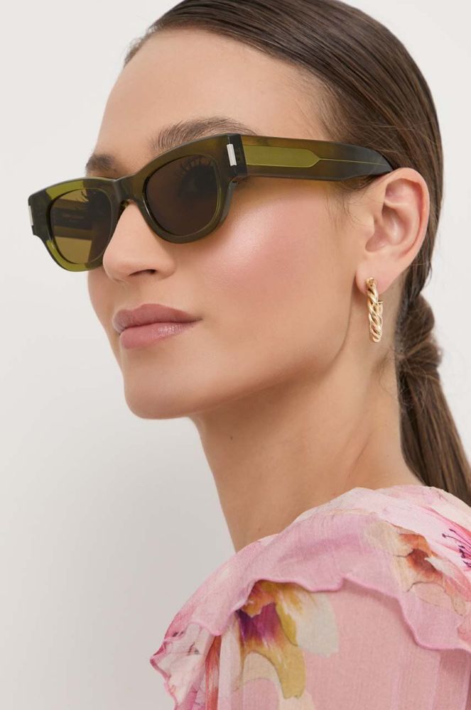 Сонцезахисні окуляри Saint Laurent жіночі колір зелений