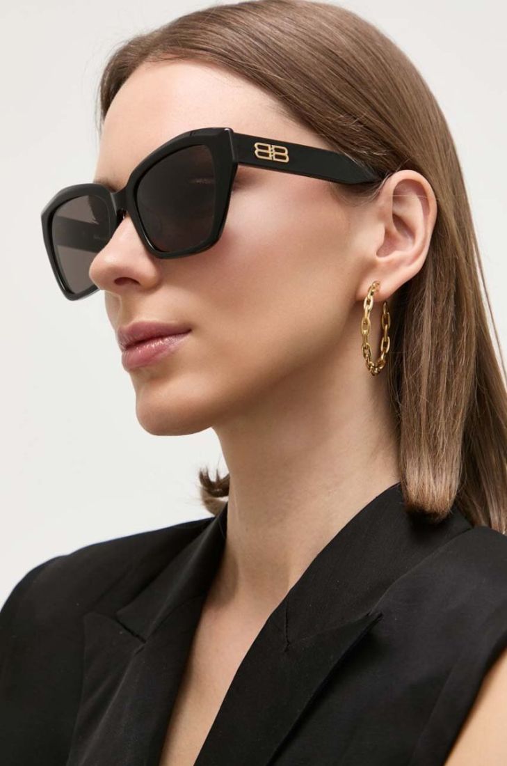 Сонцезахисні окуляри Balenciaga BB0273SA жіночі колір чорний