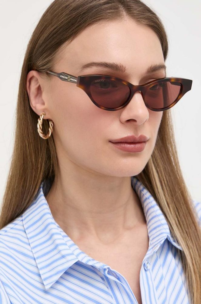Сонцезахисні окуляри Gucci жіночі колір коричневий (3305654)