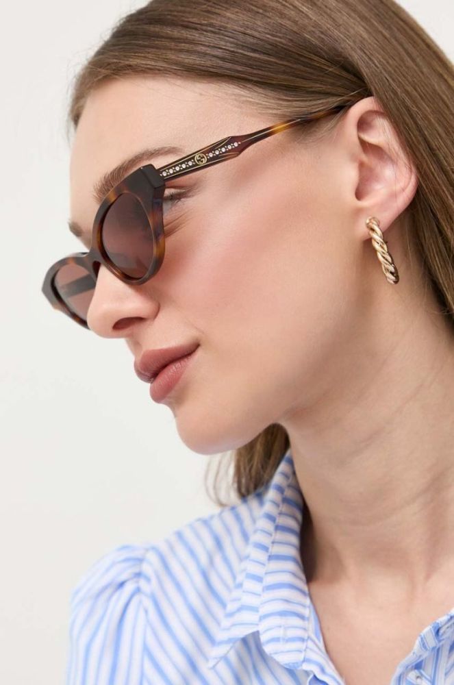 Сонцезахисні окуляри Gucci жіночі колір коричневий (3305654) фото 6