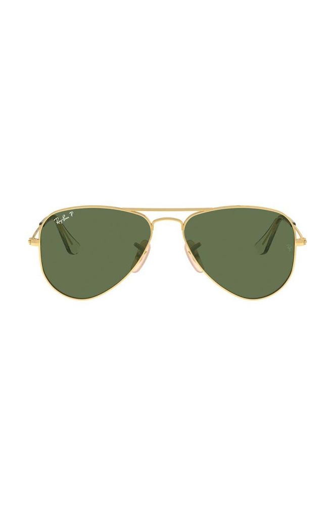 Дитячі сонцезахисні окуляри Ray-Ban Junior Aviator колір зелений 0RJ9506S-Polarized