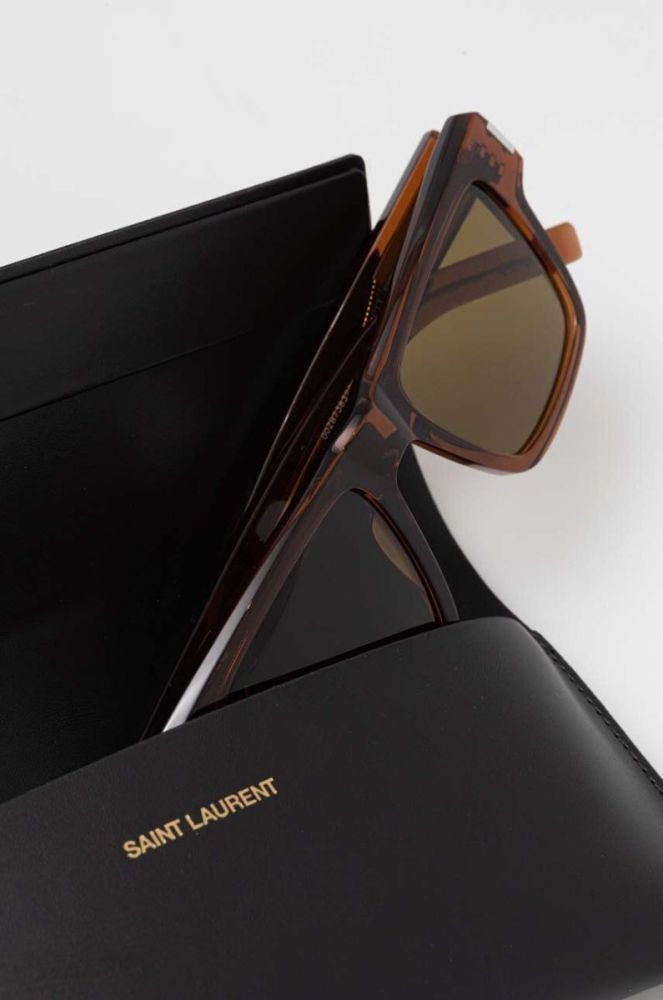 Сонцезахисні окуляри Saint Laurent чоловічі колір коричневий (3308372) фото 5